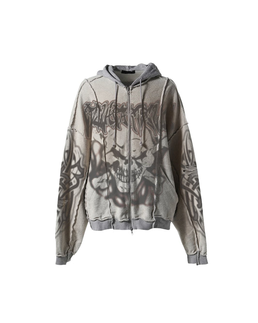 Evil Hearts Club Skull Face Hoodie